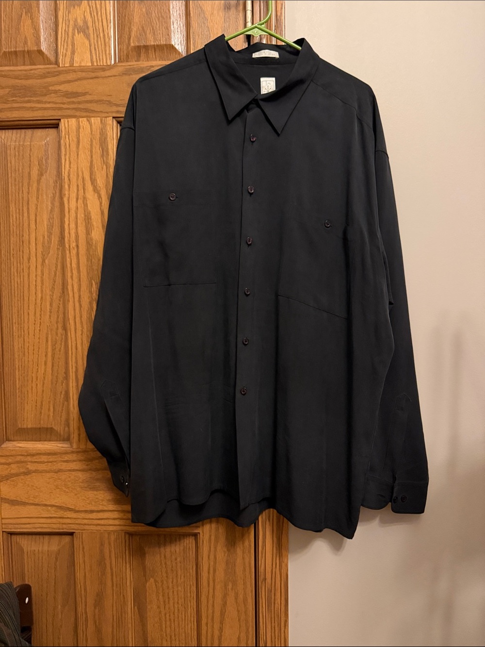 Burma Bibas Men's Black Button-Up 100% Silk shirt. XXL